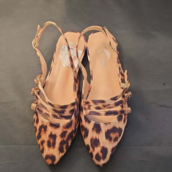 BRAND NEW FOREVER LEOPARD PRINT WOMENS SLINGBACK POINTED TOE WITH BUCKLE… - Picture 3 of 16